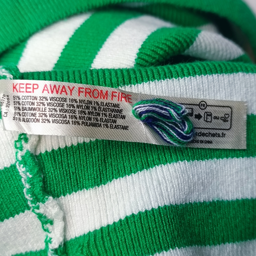 Daily Practice Preppy Boxy Cropped Striped Green and White Crew Neck Sweater 1X - Picture 7 of 13